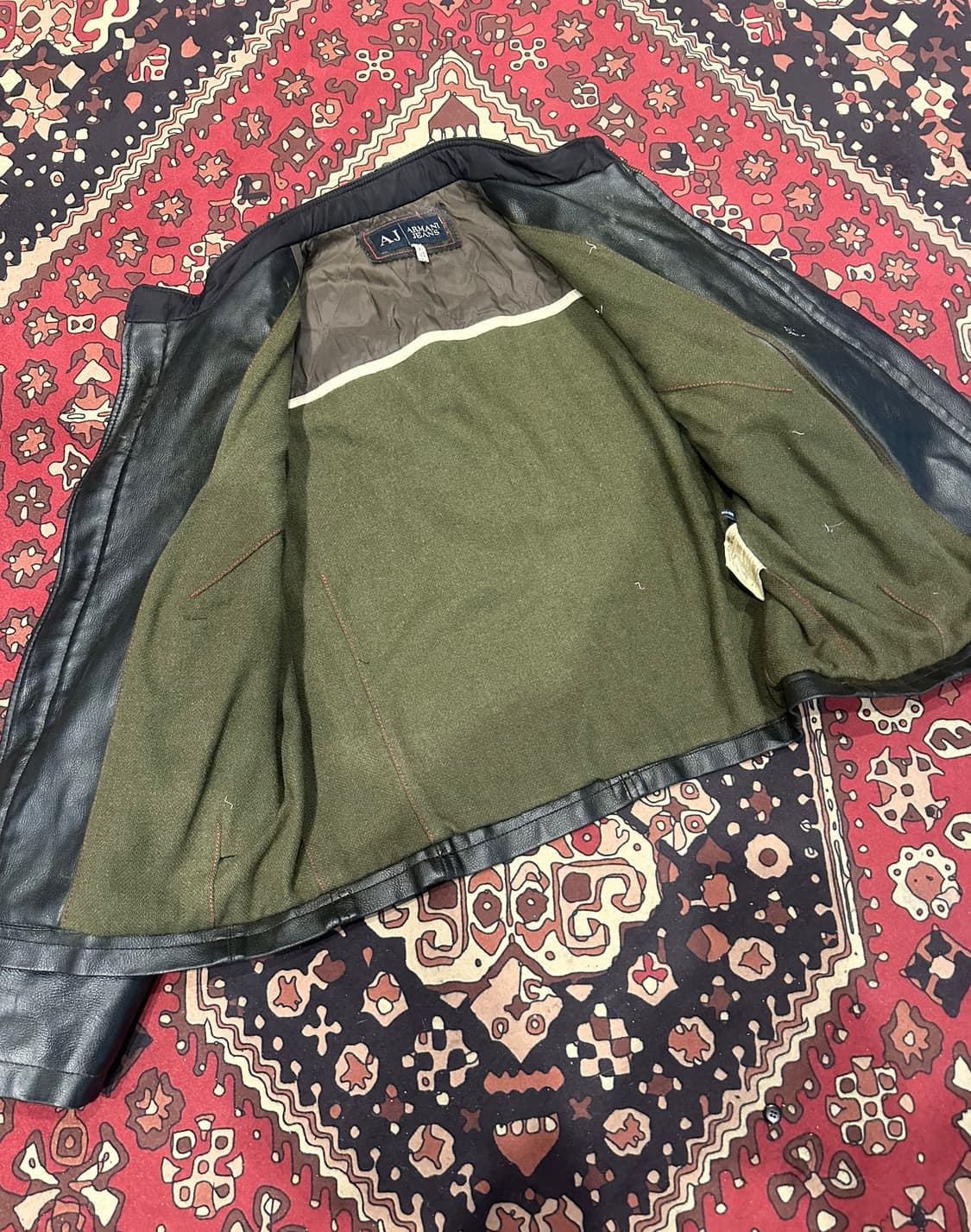 ( M-L ) 아르마니 가죽자켓 레더자켓 빈티지가죽 바이커자켓 레이싱 상품이미지3