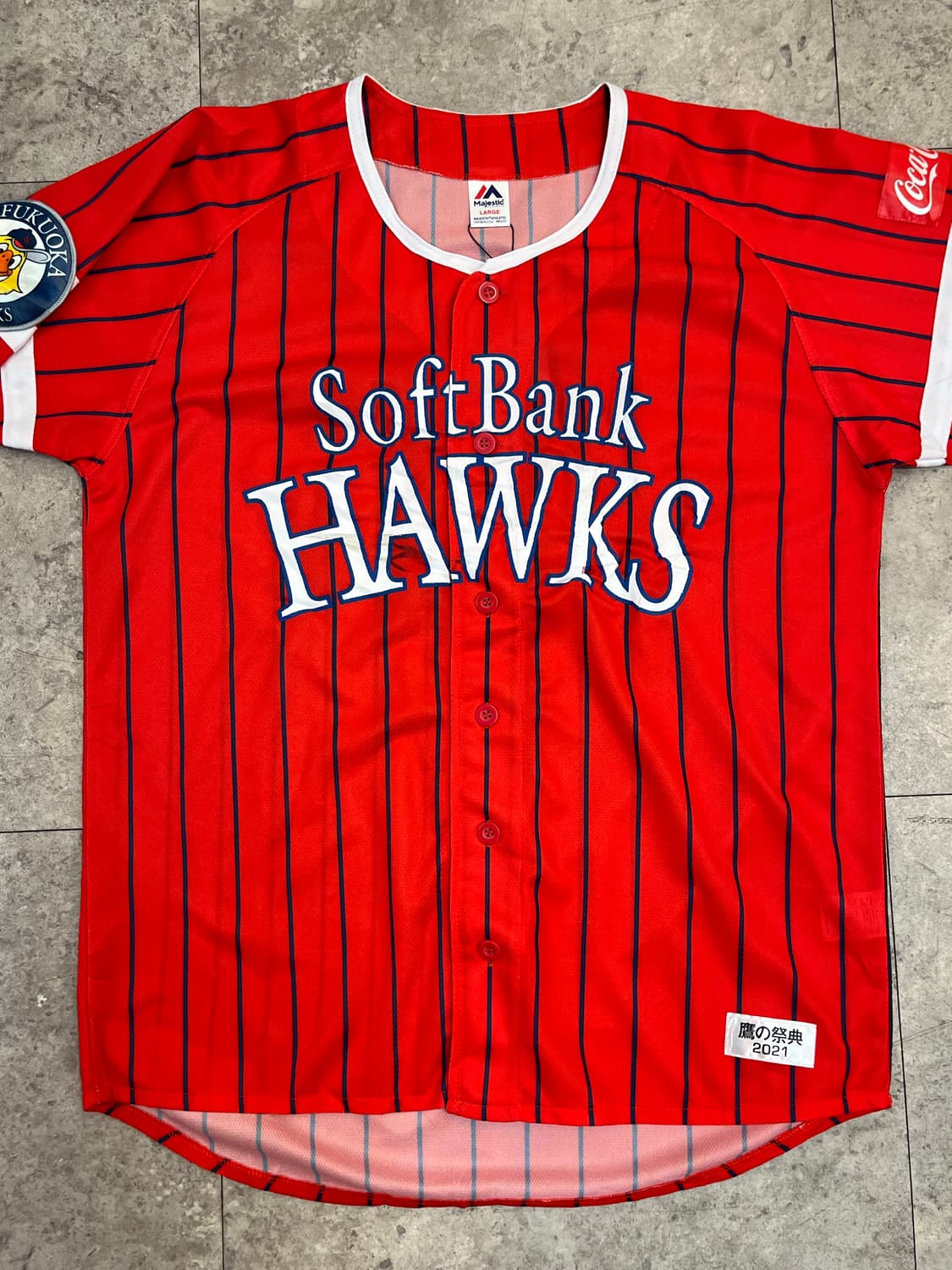 마제스틱 소프트 뱅크 호크스 유니폼 레드 L #csz2566 상품이미지4