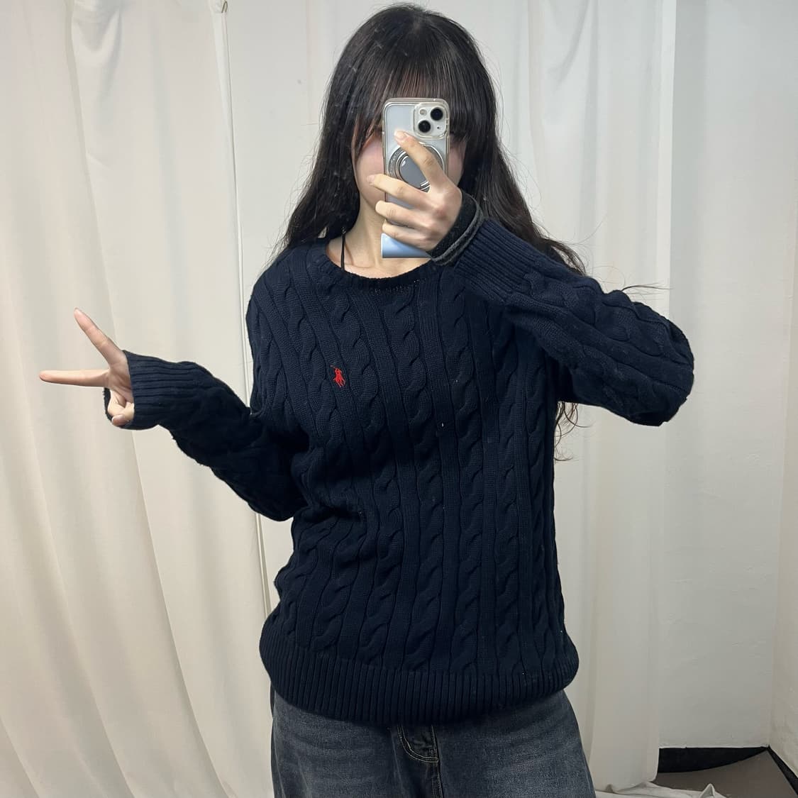 Polo Navy Cable Knit 상품이미지2