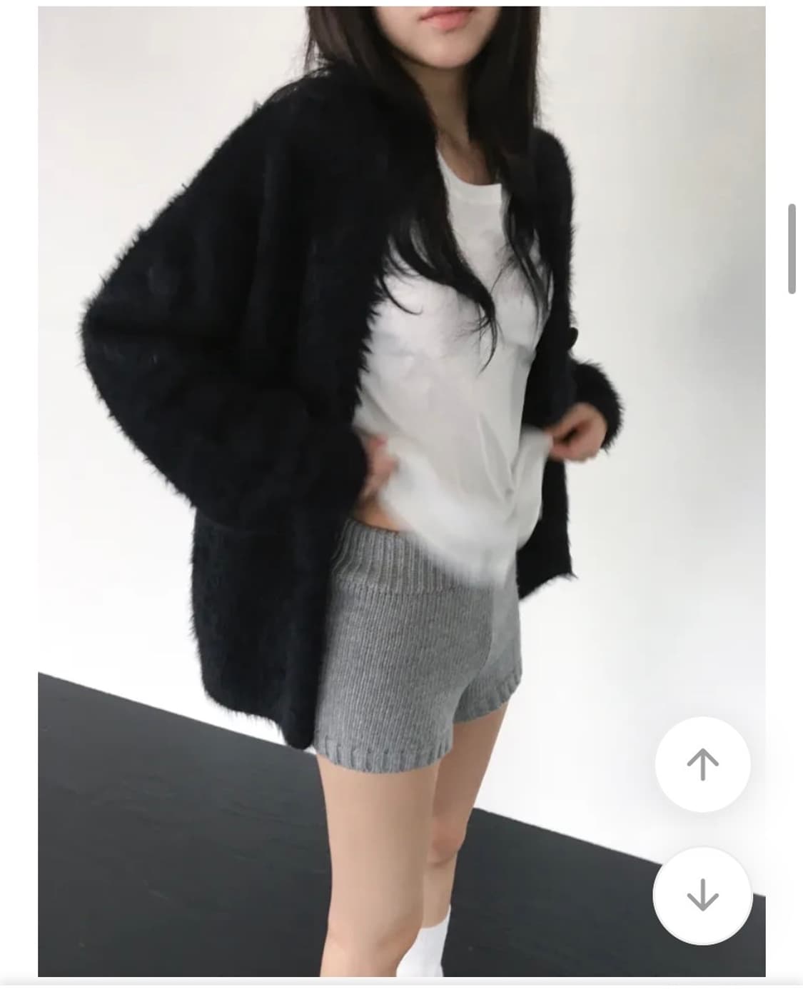 long fur cardigan 가디건 보세 블랙 털가디건 상품이미지3