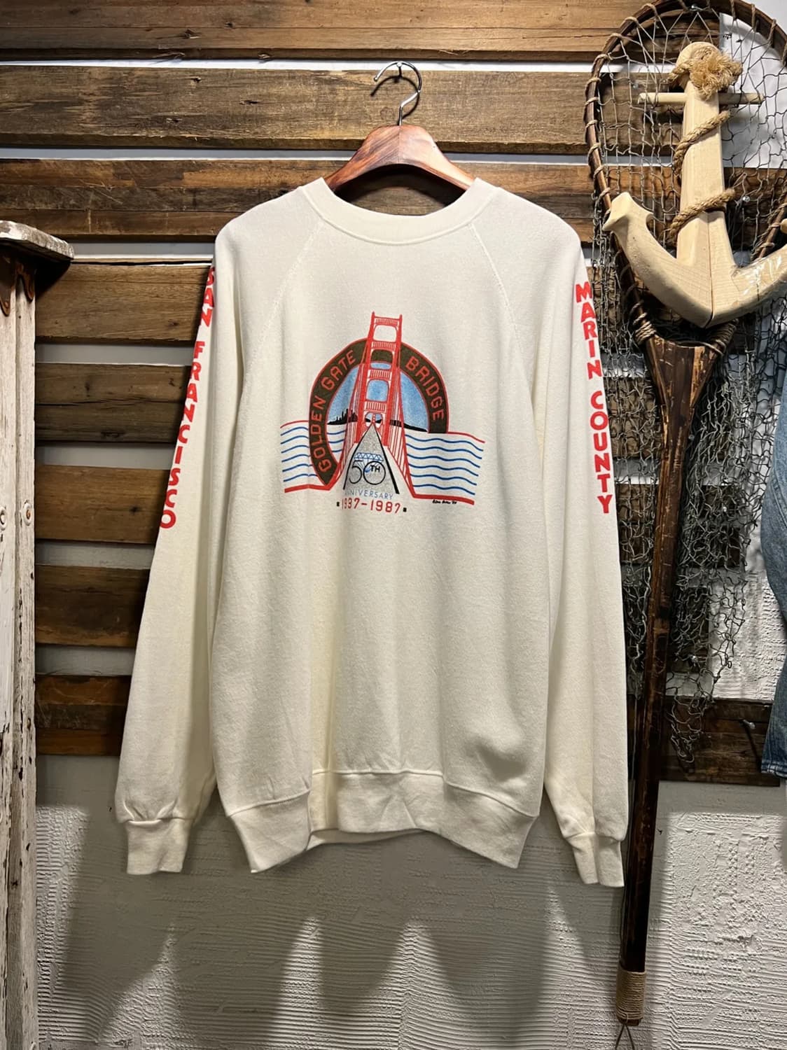 [L]80's Hanes USA Made 금문교 건립 50주년 스웻셔츠 상품이미지1