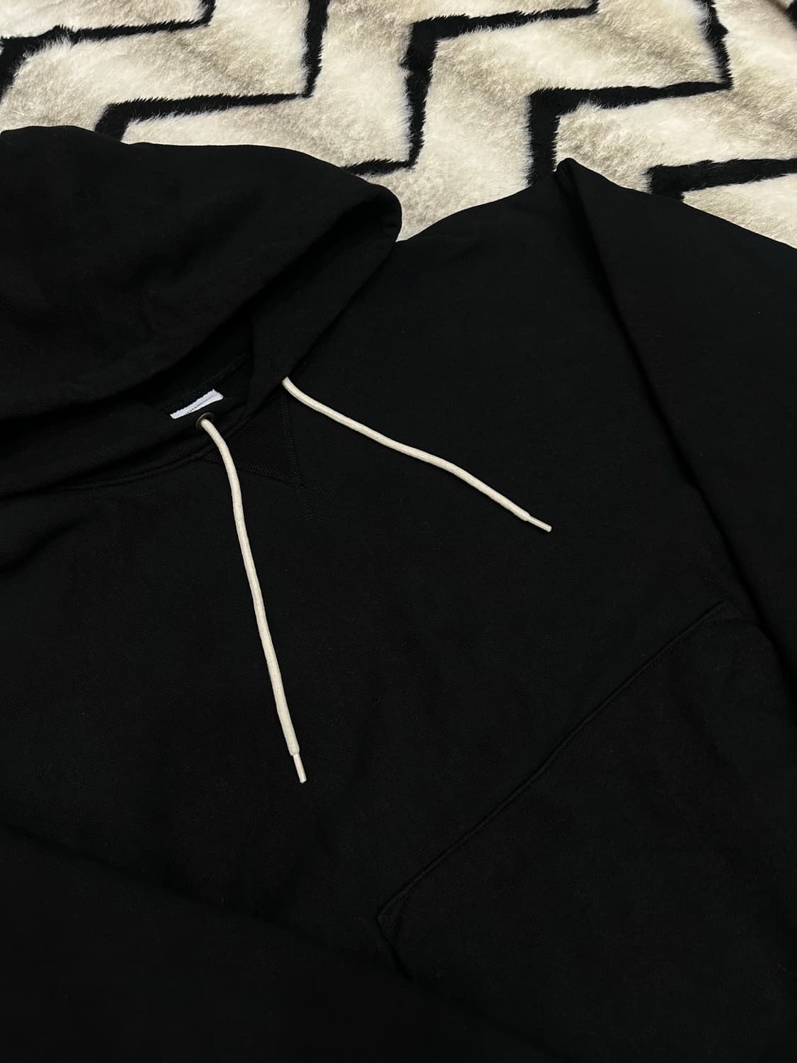 [L]아웃스탠딩 리버스위브 헤비 코튼 후드/블랙 상품이미지1