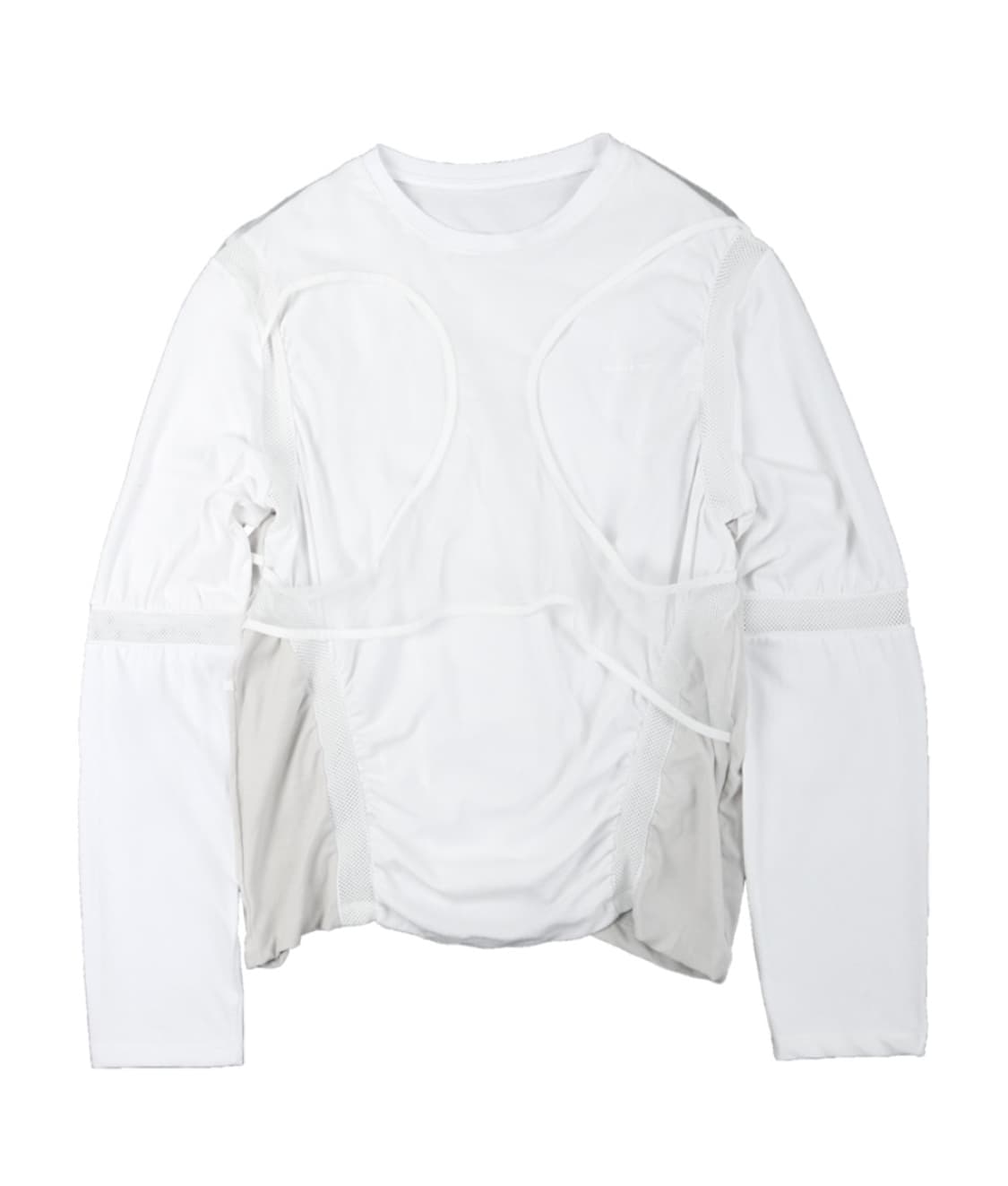 오호스 메쉬 밴드 롱슬리브 티셔츠 화이트 상품이미지1