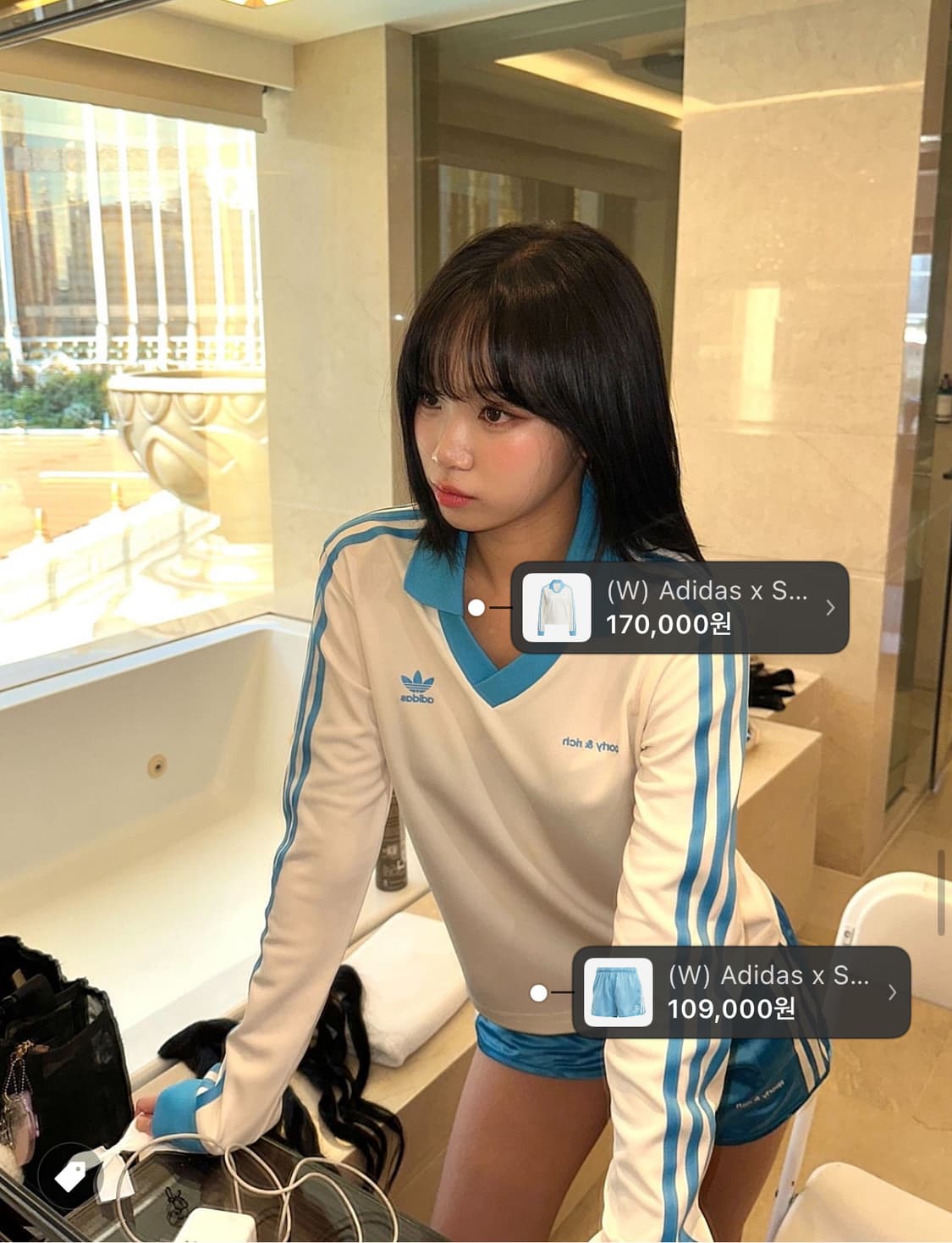 (W) 아디다스 x 스포티 앤 리치 롱슬리브 풋볼 저지 크림 화이트 상품이미지3