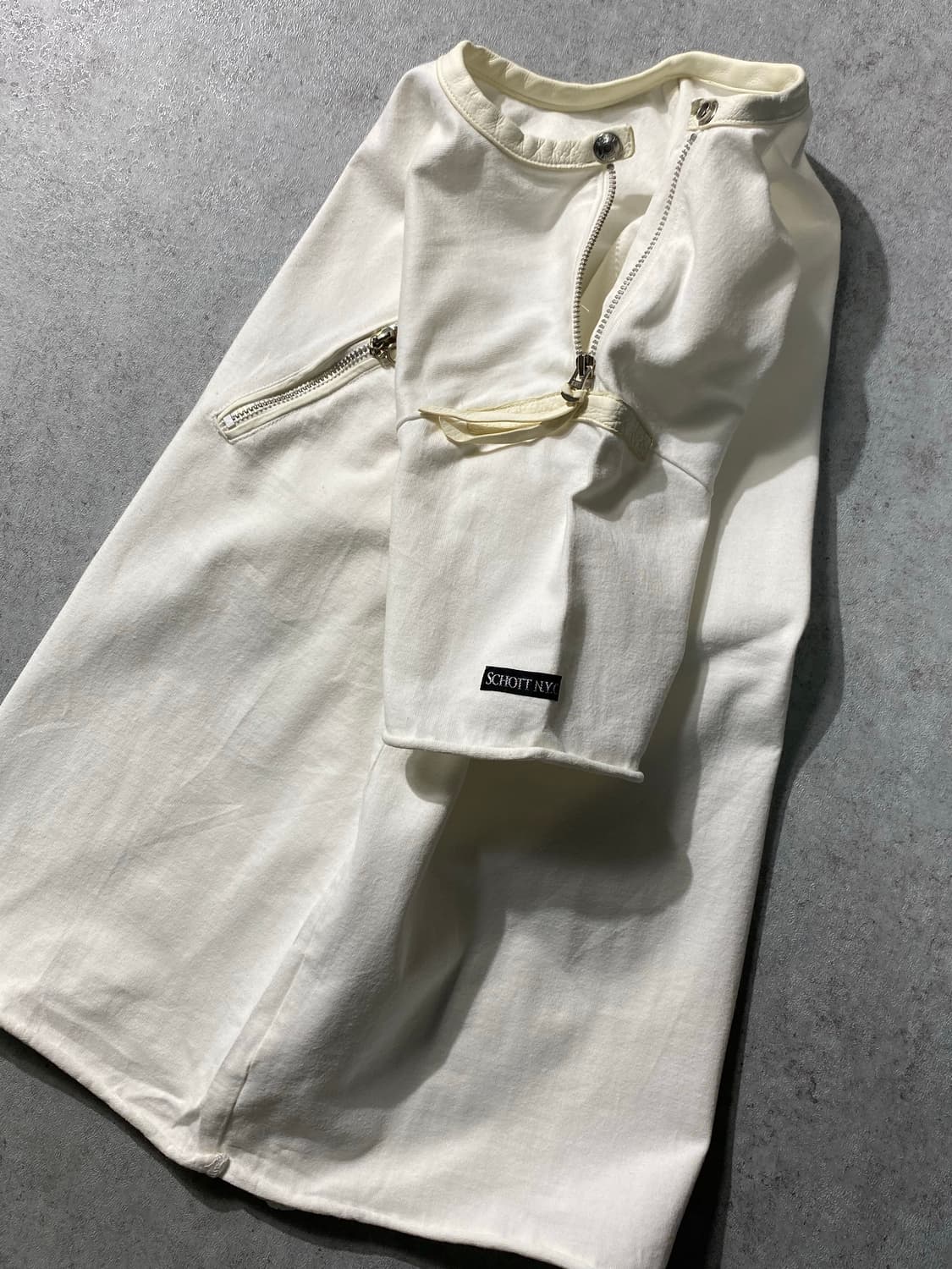 [M] Schott NYC 쇼트 레더패치워크 밀리터리 반팔 상품이미지3