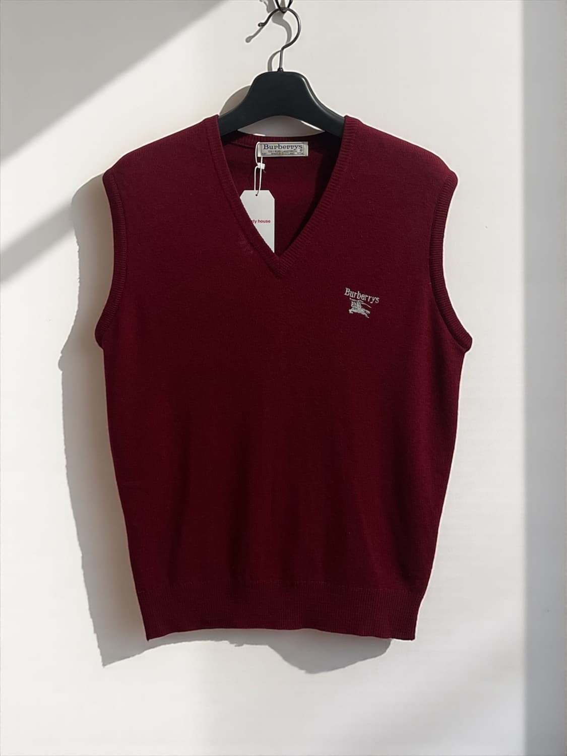 버버리 버건디 램스울 브이넥 니트 베스트 상품이미지1