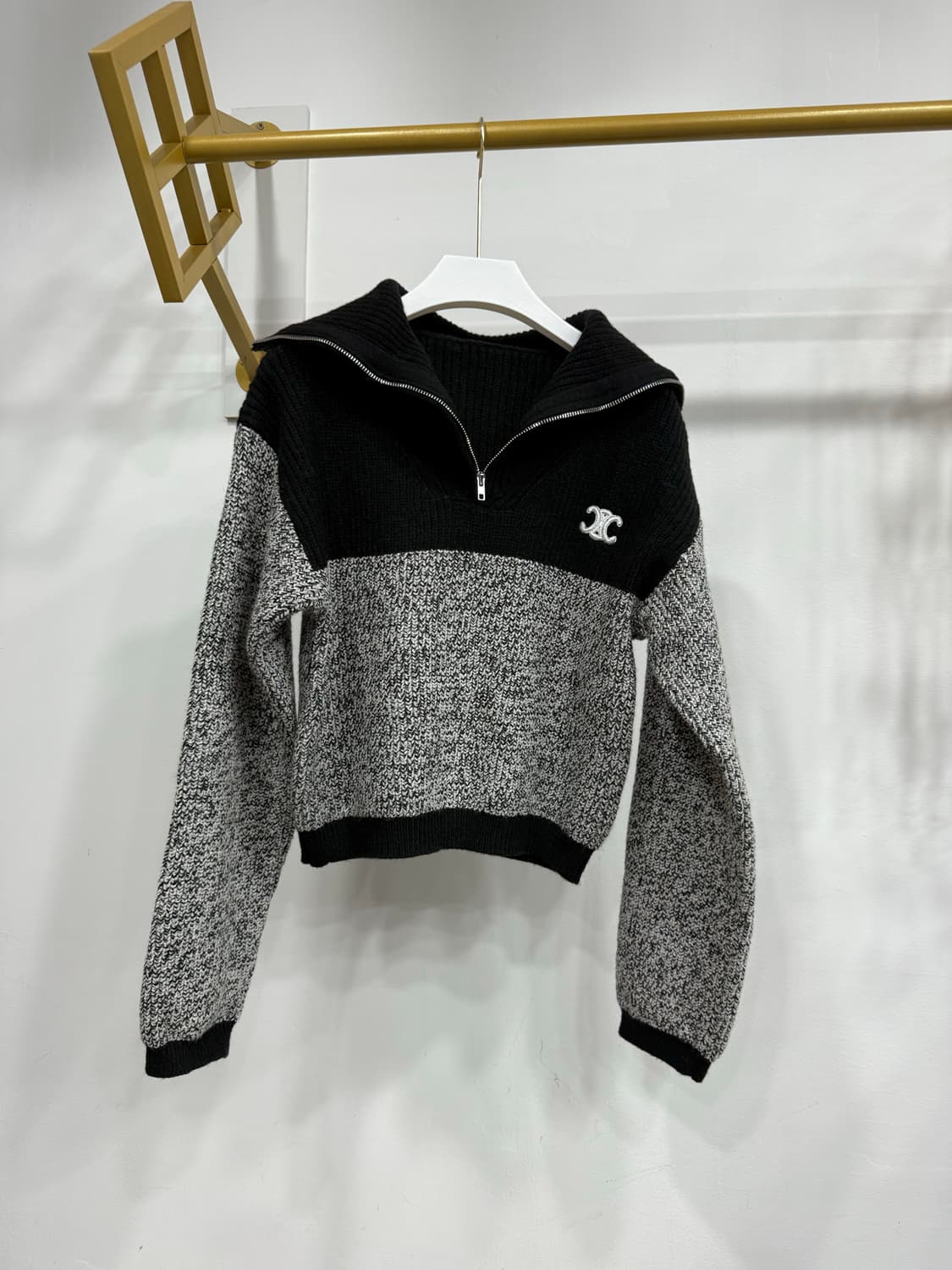 하프집업 니트 블랙/회색 66반까지  상품이미지3