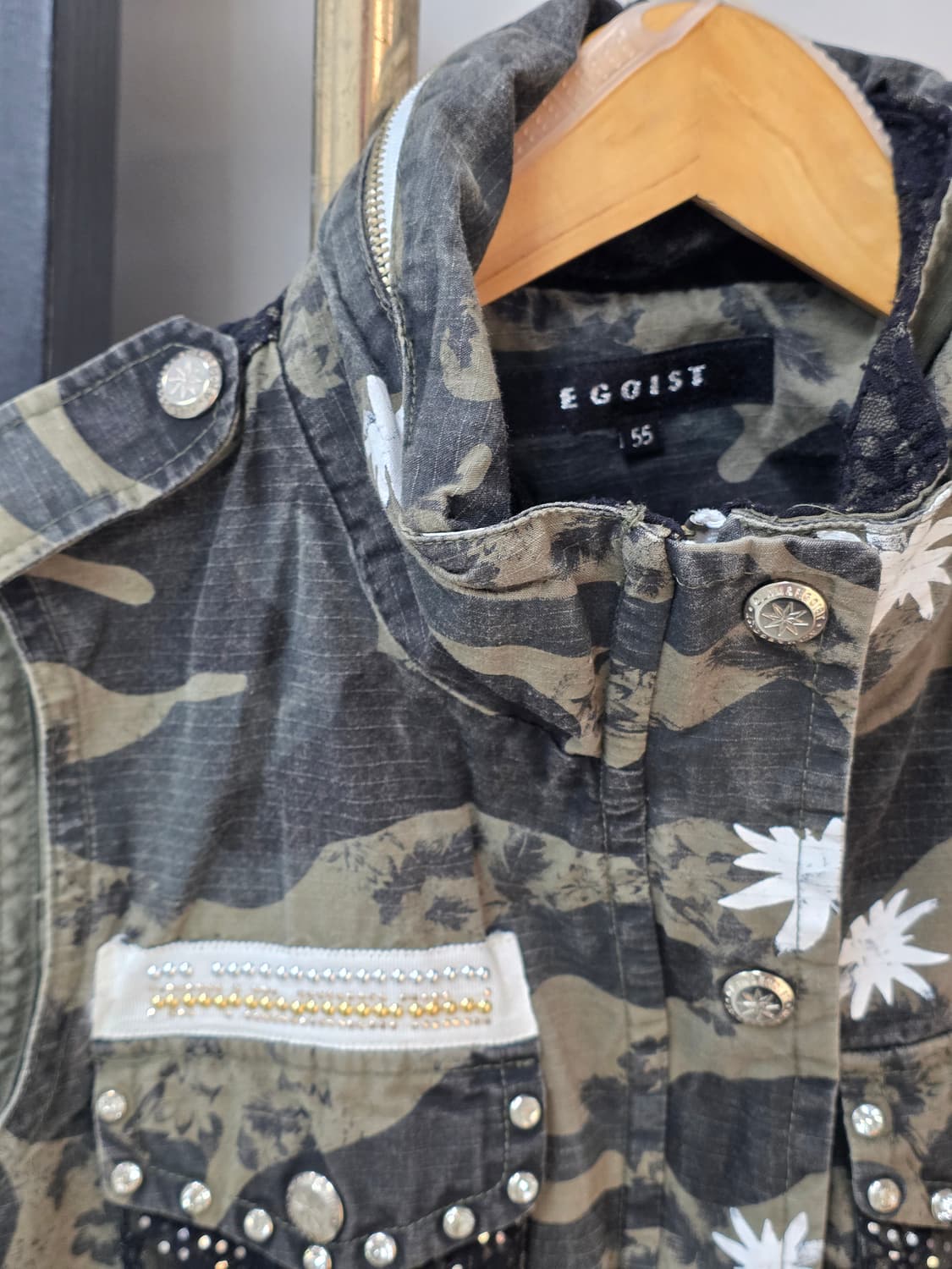 에고이스트 빈티지 밀리터리 카모플라쥬 오네갸루 야상 베스트조끼 상품이미지3