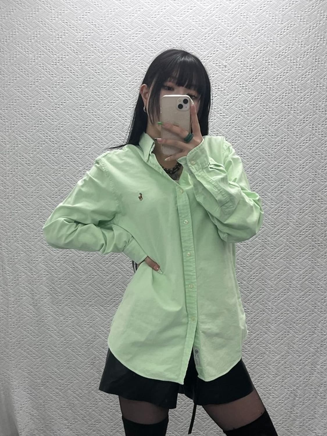 폴로 랄프로렌 캐주얼 피스타치오 그린 슬림핏 셔츠 L C09128 상품이미지2