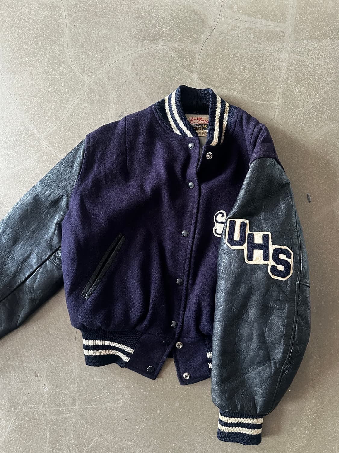 70s~80s Vintage leather Varsity Jacket  상품이미지5
