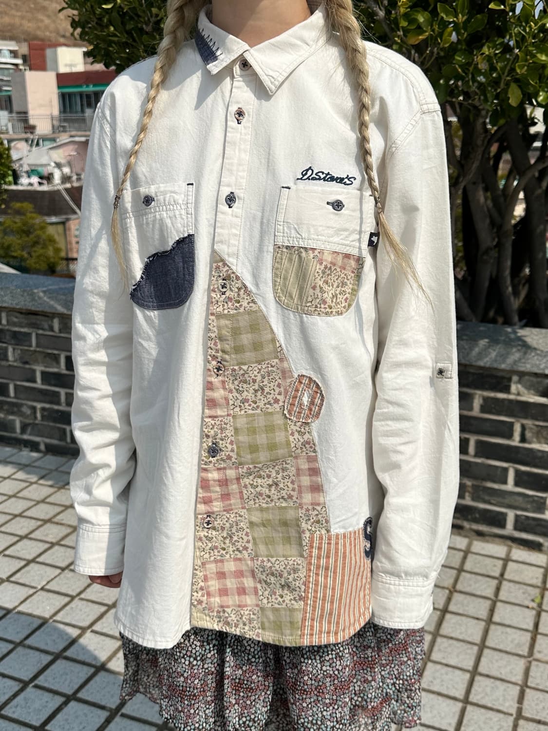 드럭스토어 패치워크 자수 셔츠 상품이미지8