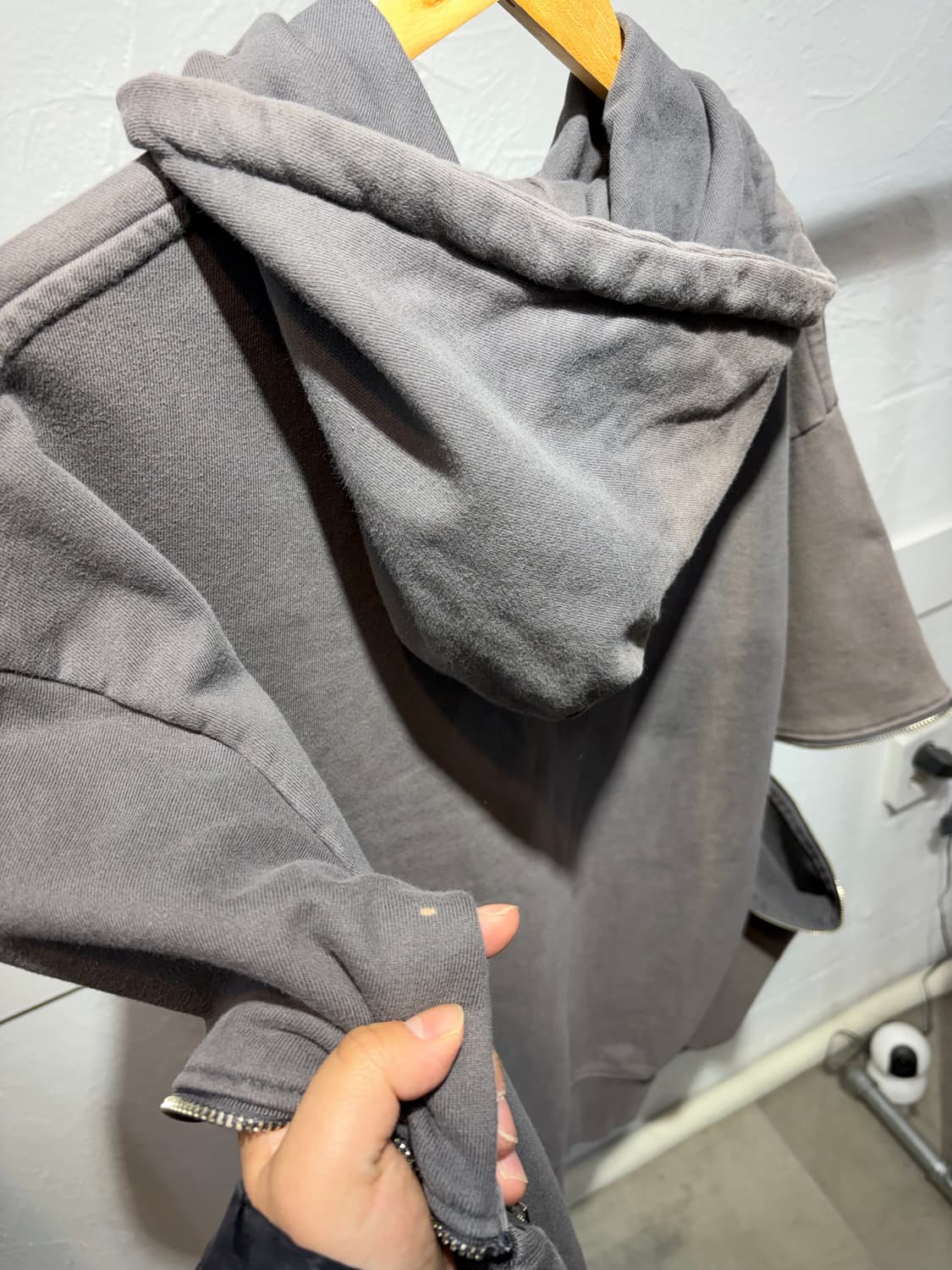 aiver 투웨이 암 오버핏 후드티셔츠 상품이미지8