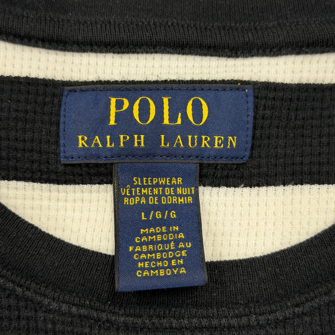 폴로 랄프로렌 와플 스트라이프 엄성현깔 긴팔티 블랙 L 상품이미지4