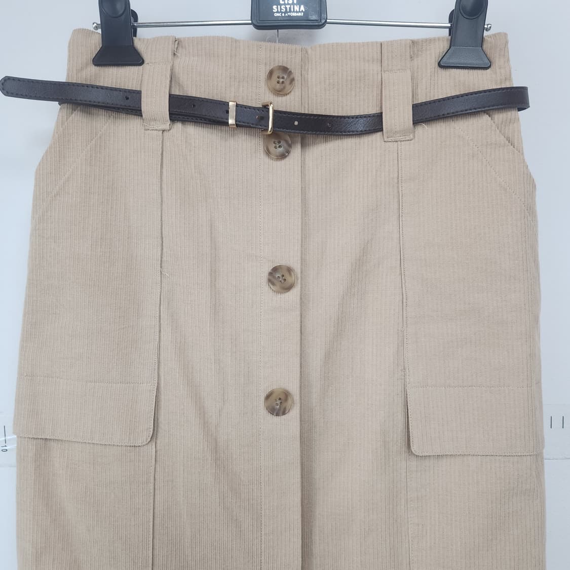 TAE JOON 베이지 코듀로이 벨트 스커트 상품이미지2