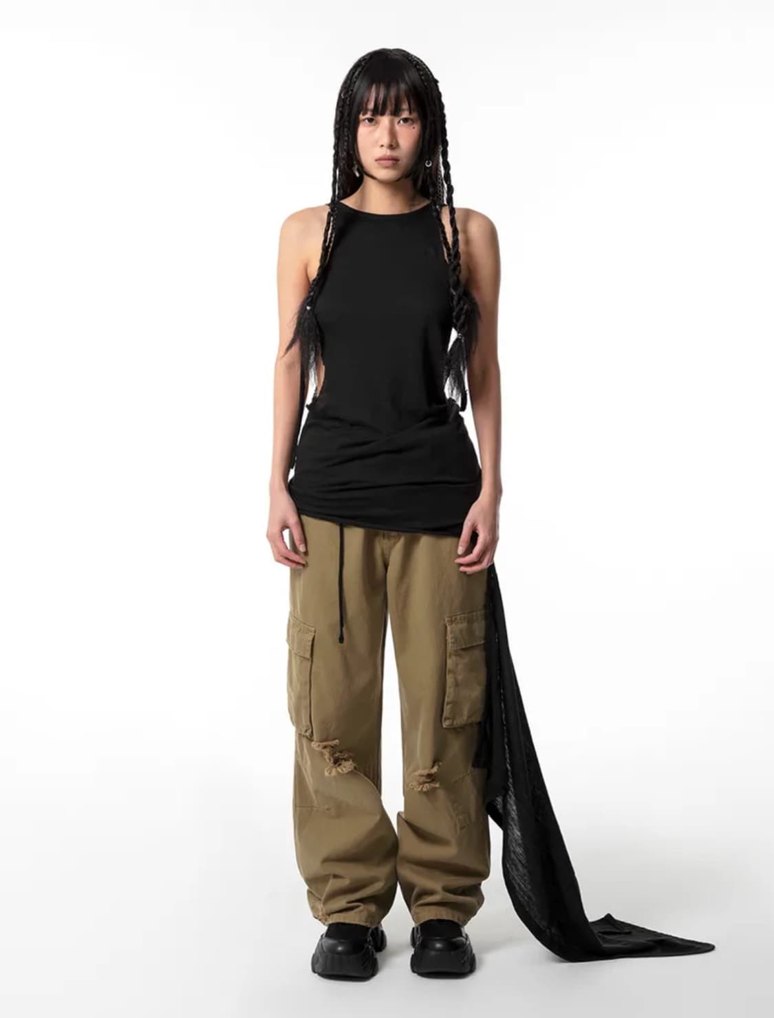yeel leey DART CARGO WIDE PANTS KHAKI 상품이미지1