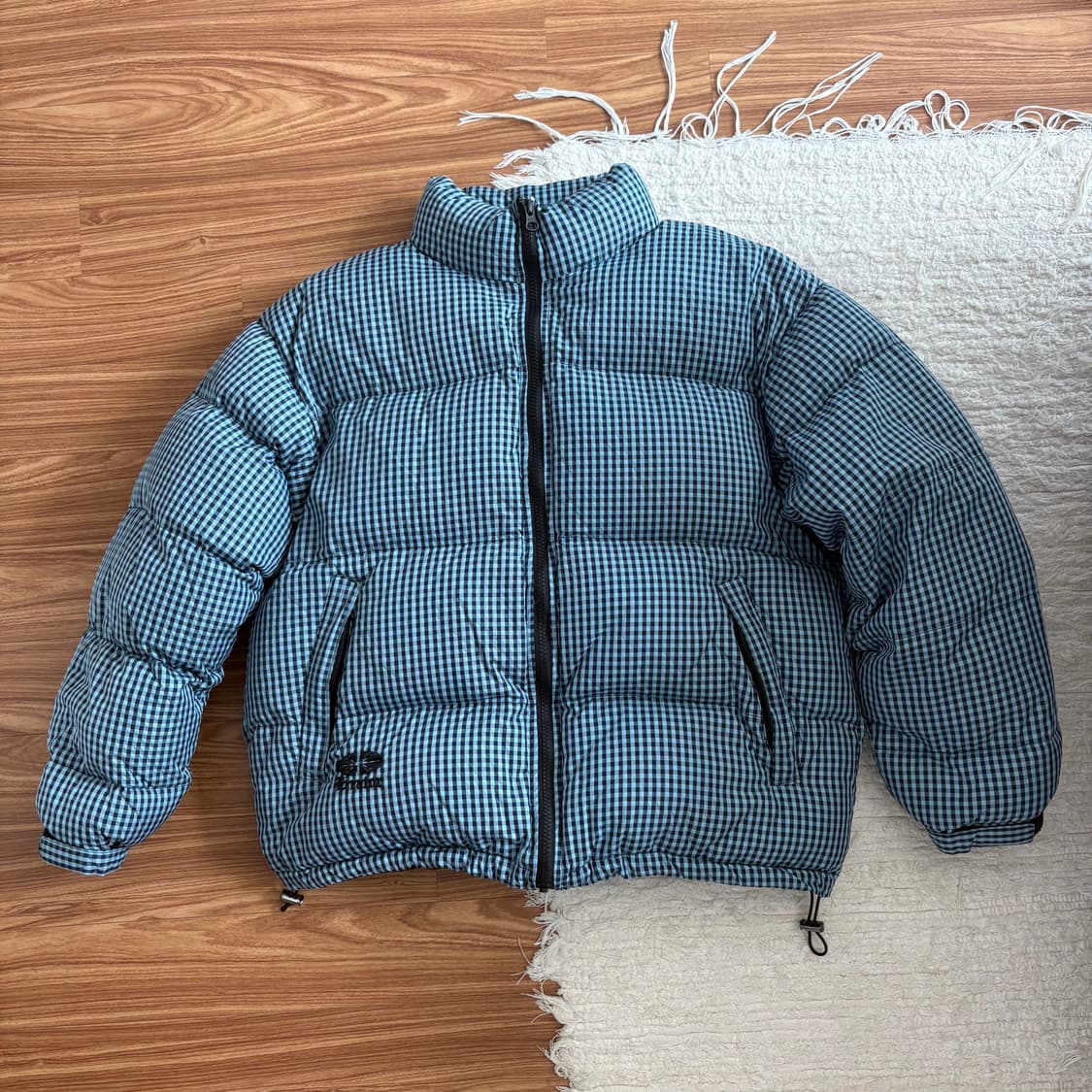 깅엄체크 숏 푸퍼 상품이미지1