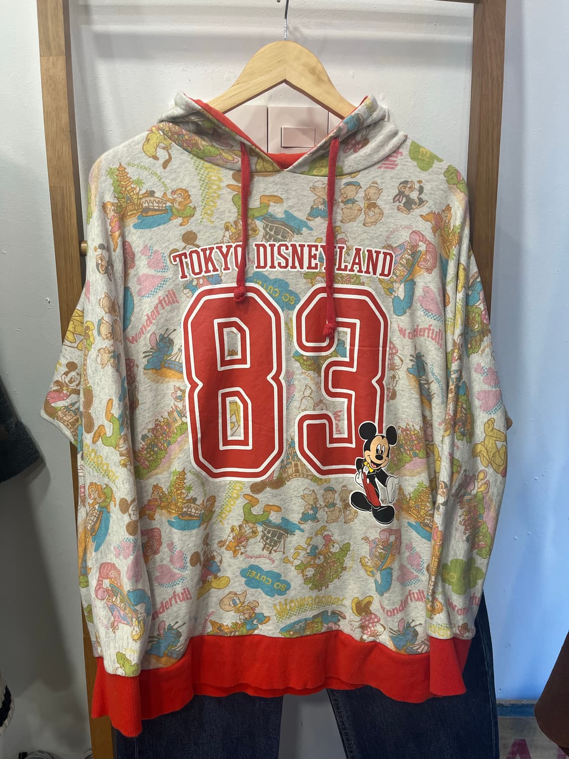 도쿄 디즈니랜드 정품 올오버 프린팅 후드티 (M) 상품이미지1