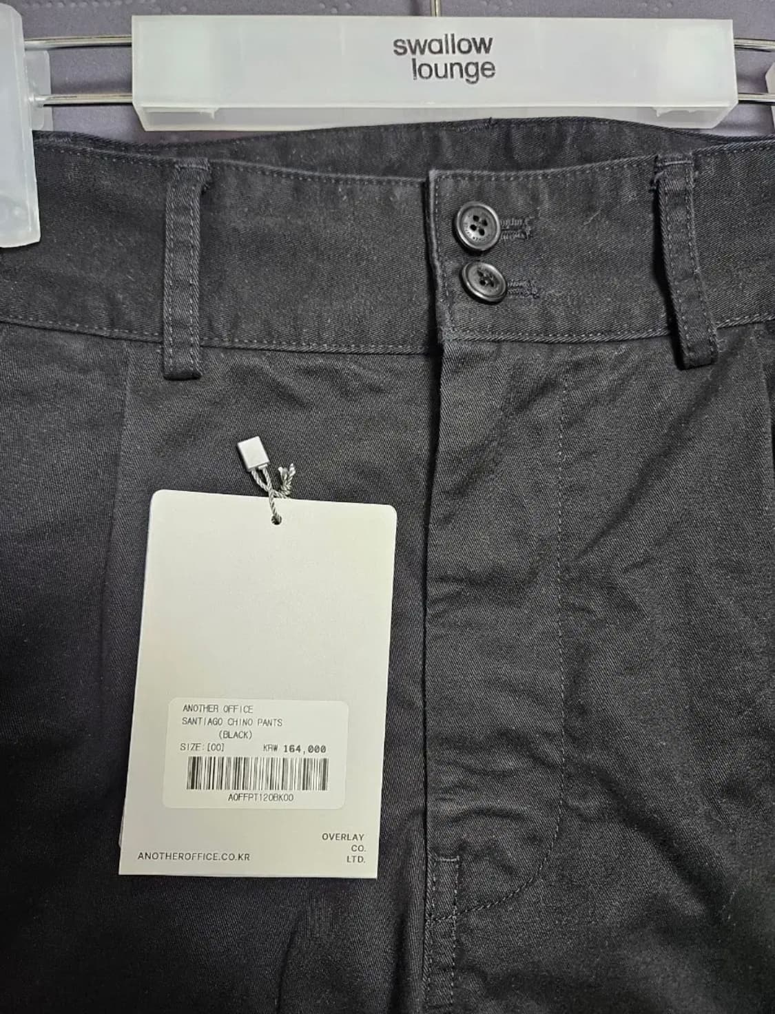 25Fw 어나더오피스 산티아고 치노 팬츠 블랙 0 상품이미지2