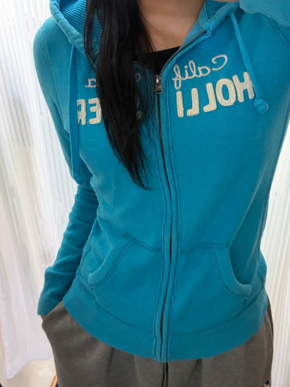 딱붙핏 홀리스터 하늘색 후드집업 m 상품이미지1