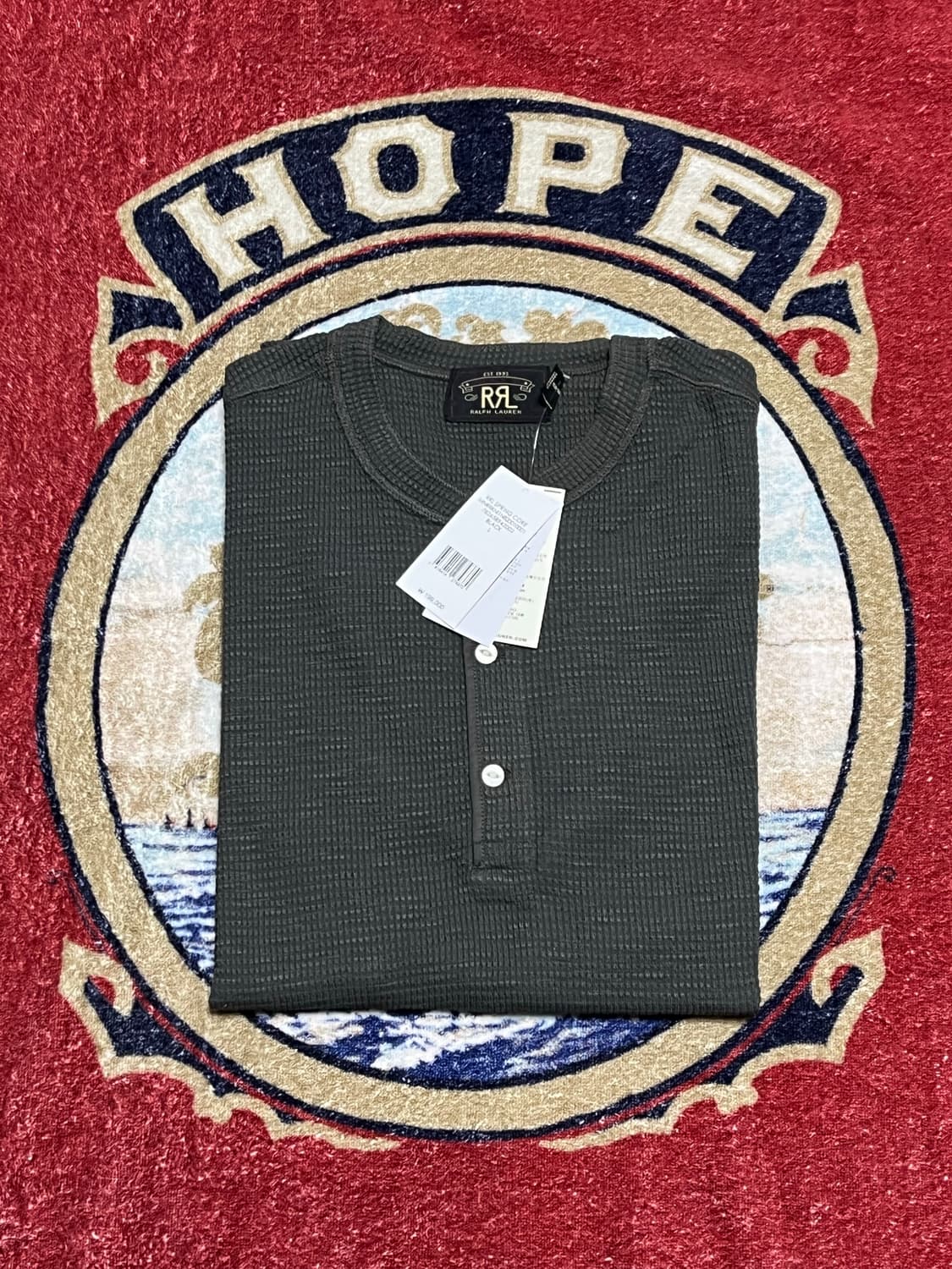 RRL 와플 니트 헨리 숏슬리브 블랙 상품이미지1