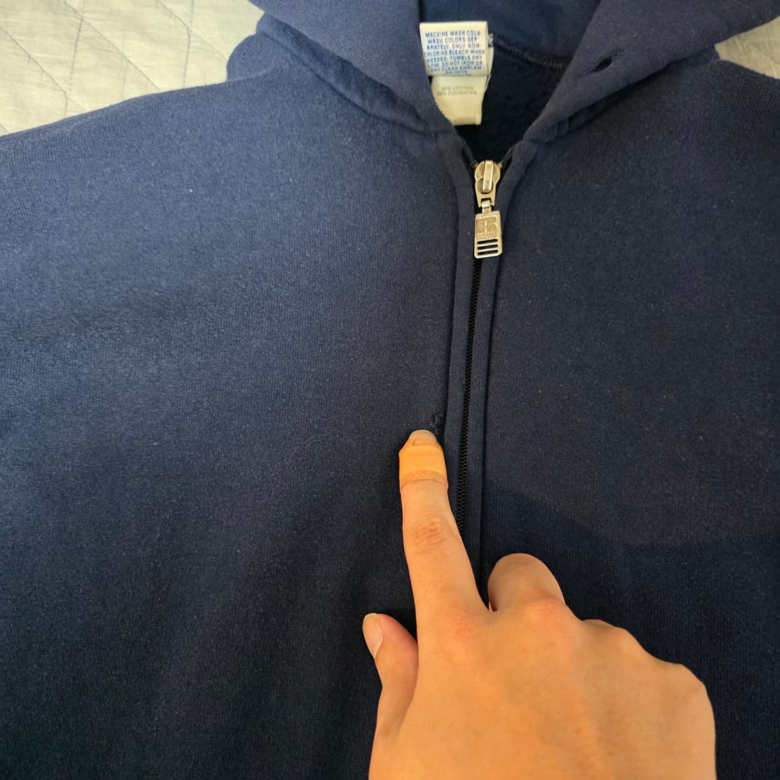 [XXL] 90s 러셀 애슬레틱 후드집업 네이비 스몰핀홀 ver. 9 상품이미지2