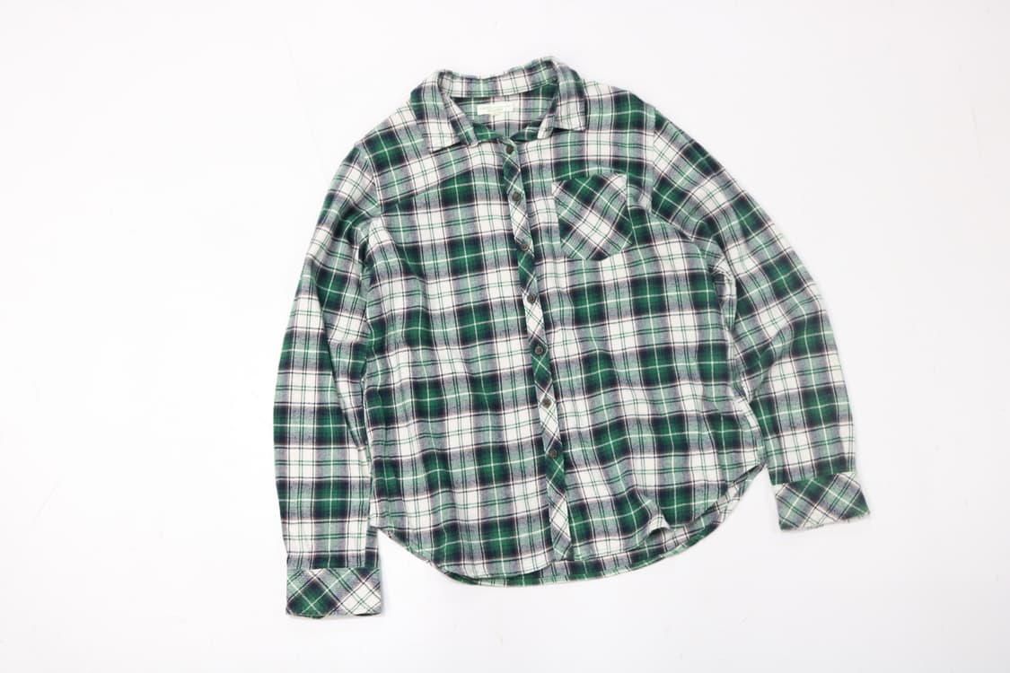 earth music&ecology 그린 타탄 체크 기모 플란넬 셔츠 상품이미지2