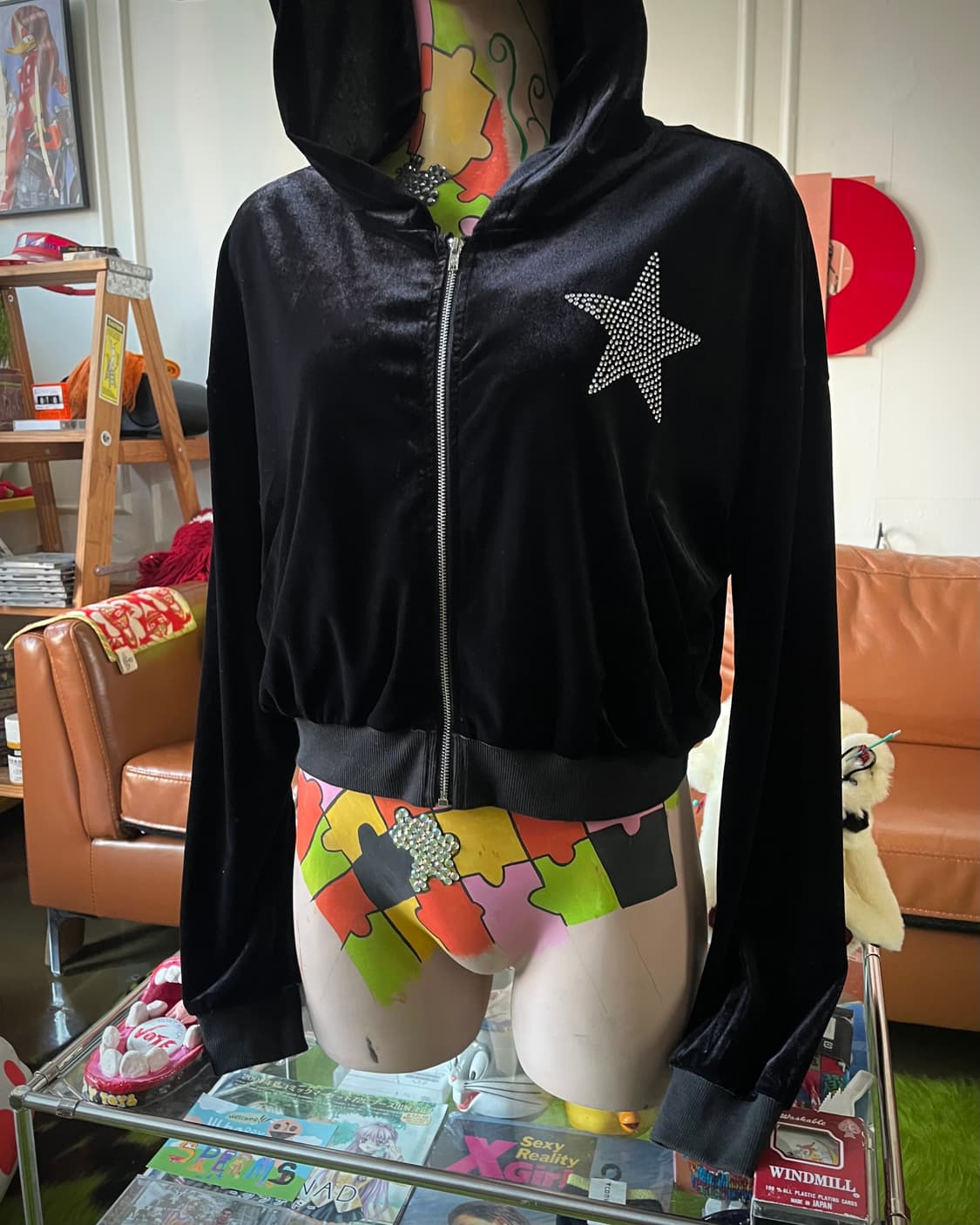 Jpn Vintage Star Cubic Velour Hood Zipup 상품이미지2