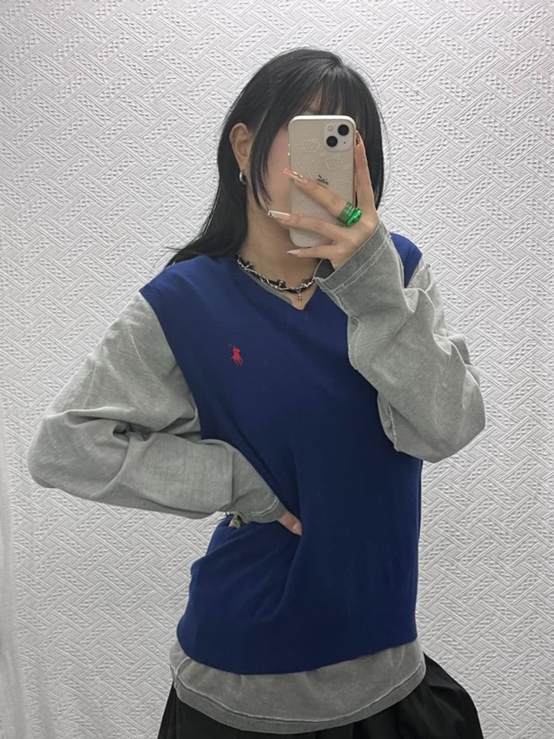 폴로 랄프로렌 모던시크 피마코튼 브이넥 니트 조끼 M C08171 상품이미지1