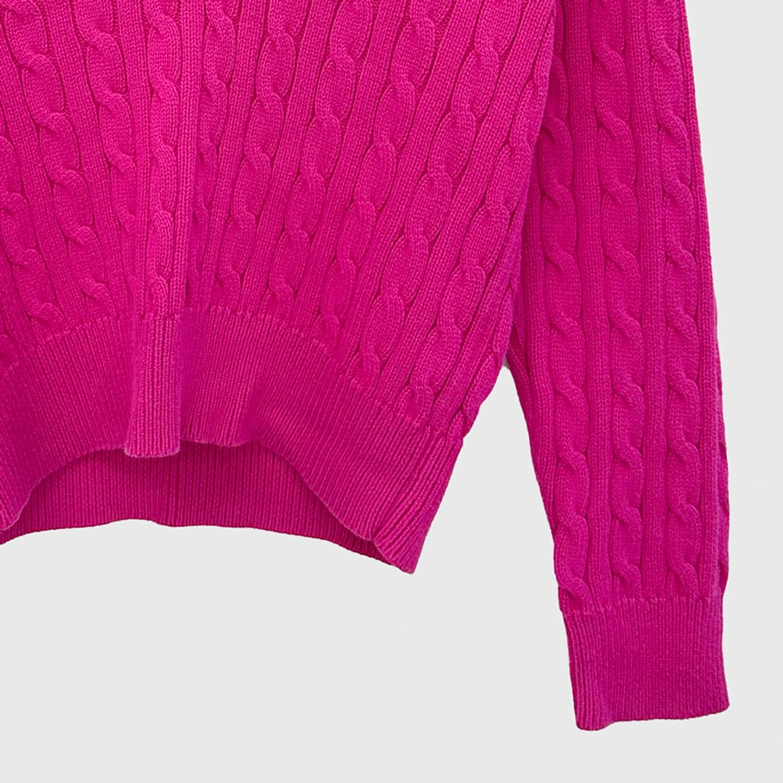 폴로 랄프로렌 여성 헨리넥 케이블 니트 꽈배기 스웨터 핑크 상품이미지3