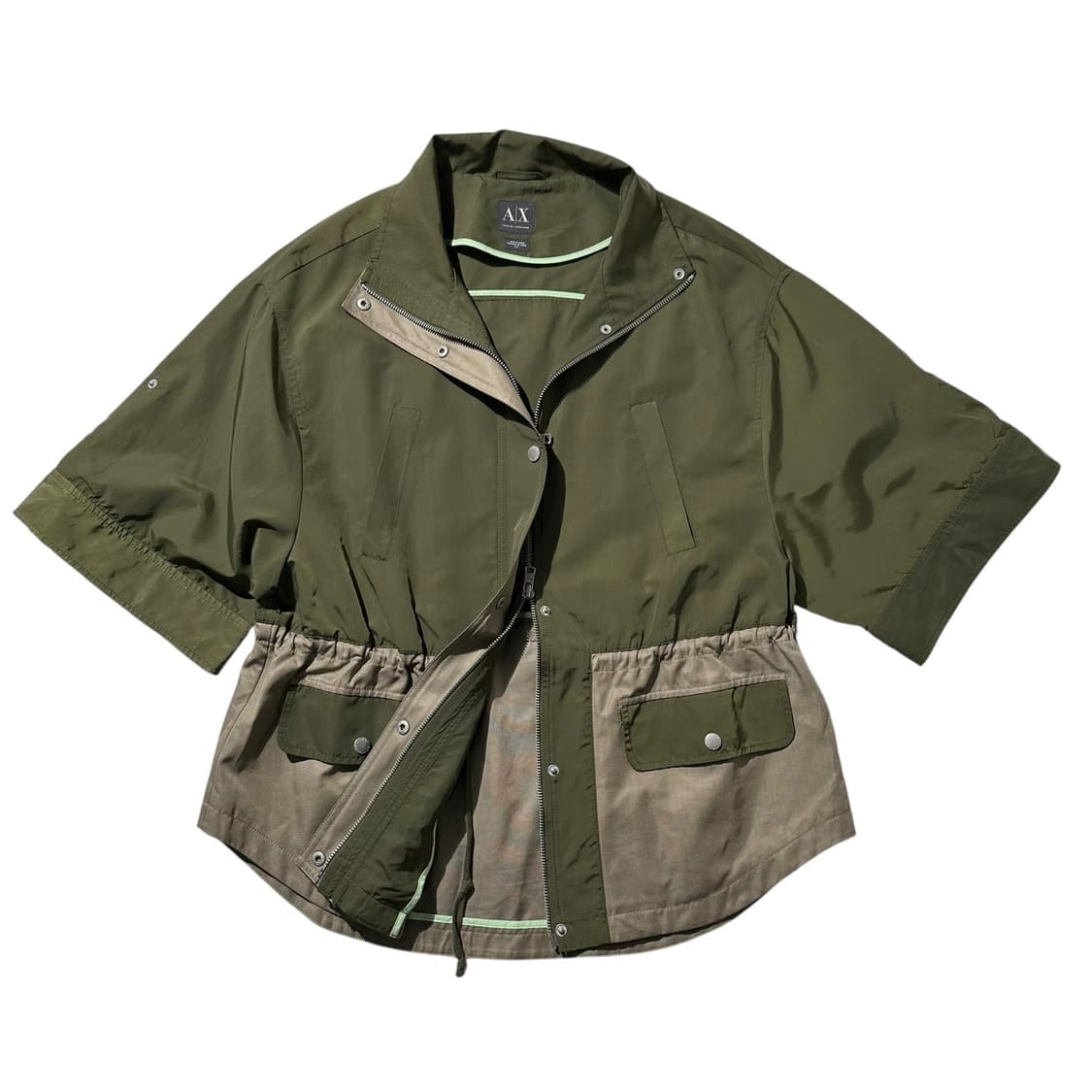 아르마니 익스체인지 투톤 드로스트링 웨이스트 쉬머 반팔 셔츠 자켓 상품이미지3