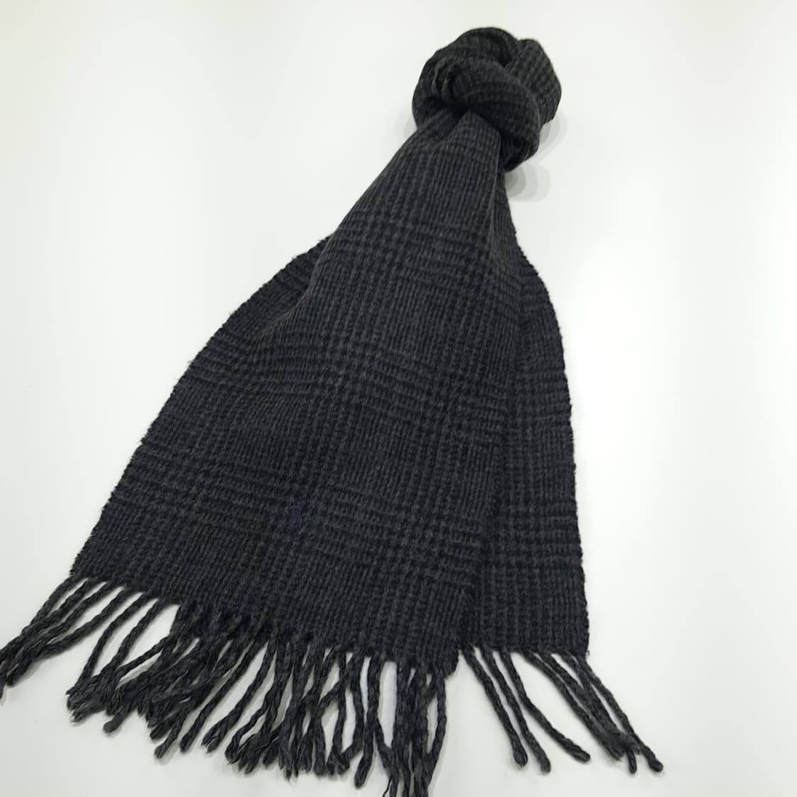 MX263 폴로 랄프로렌 하운드투스 다크그레이 양면 버진울 목도리 머플러 상품이미지3