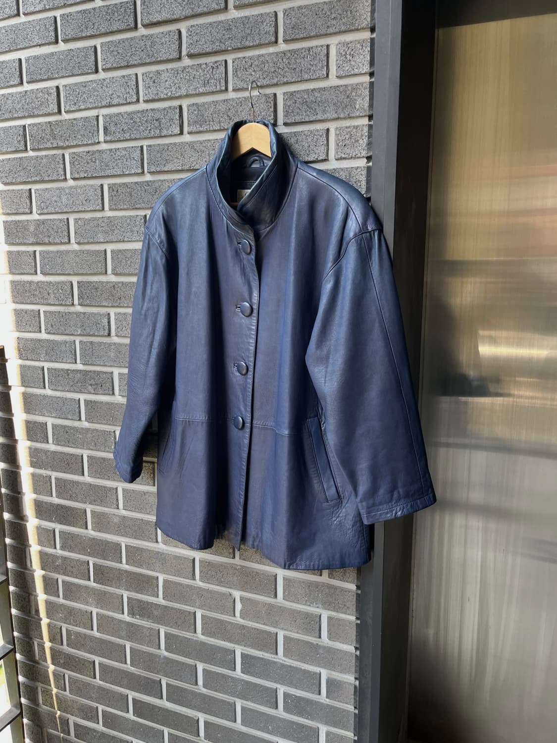 (Rare)90s Lambskin 천연 양가죽 자켓 딥네이비 블루 상품이미지1