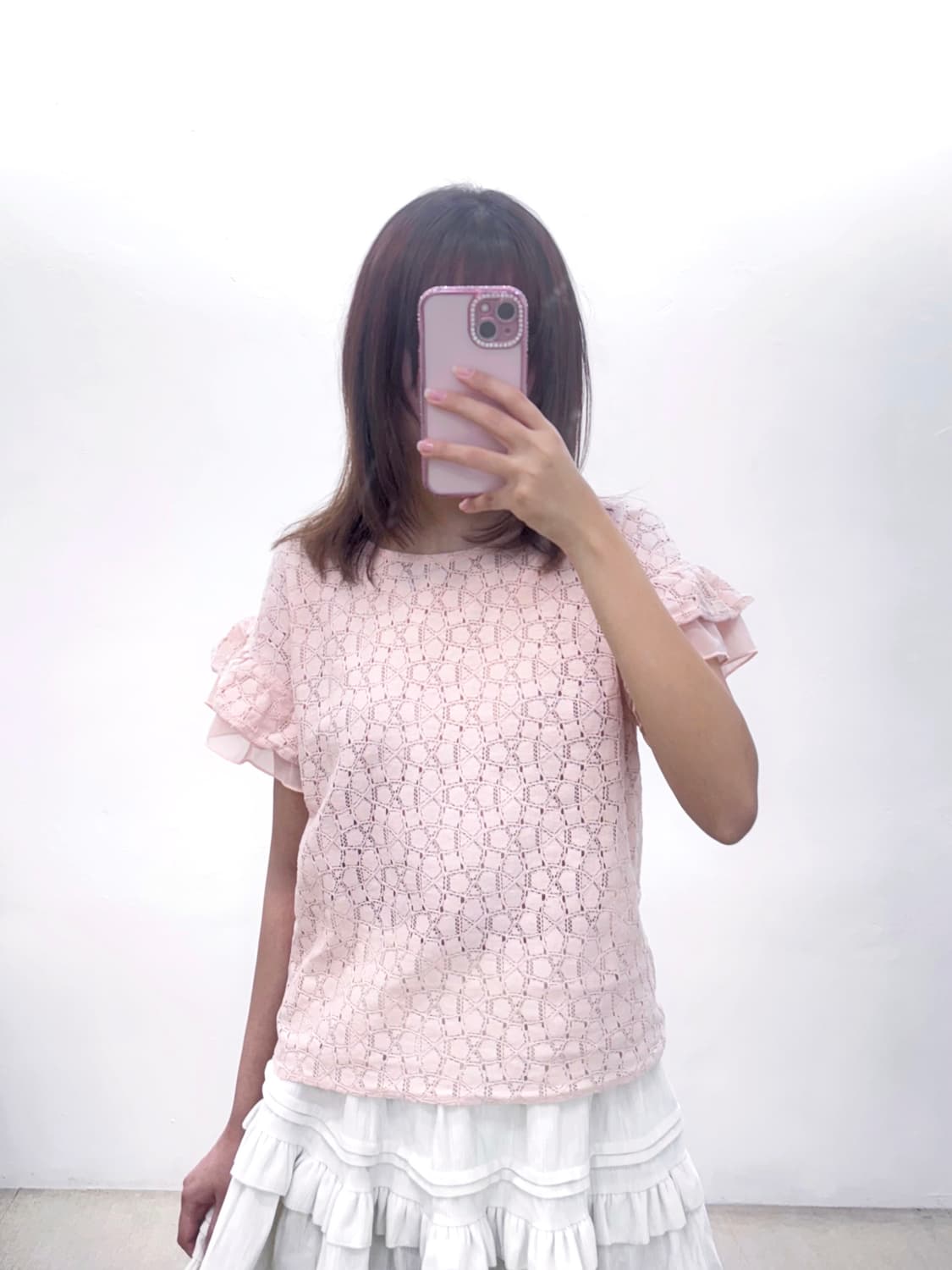 딸기우유 핑크 레이스 공주 반팔 블라우스 상품이미지3