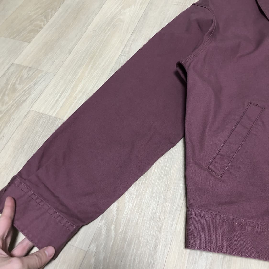 (L) 유니클로 UNIQLO 캔버스 워크 집업 블루종 퍼플 상품이미지2