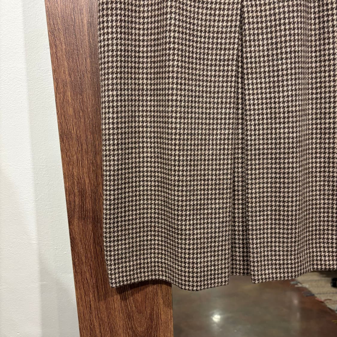 일본 빈티지 브라운 하운드투스 체크 플리츠 미디 롱 스커트 상품이미지4