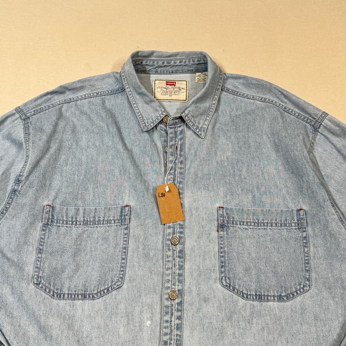 XL) 리바이스 투포켓 워크 데님 셔츠 자켓 T버튼 타입 L80 상품이미지3