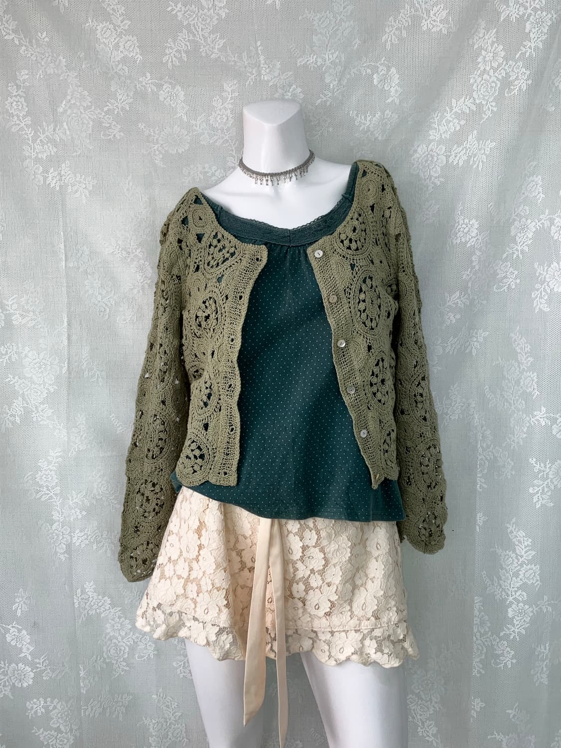 빈티지 민트 크로셰 볼레로 가디건 1119 모리걸 y2k 스트릿 갸루 펑 상품이미지3