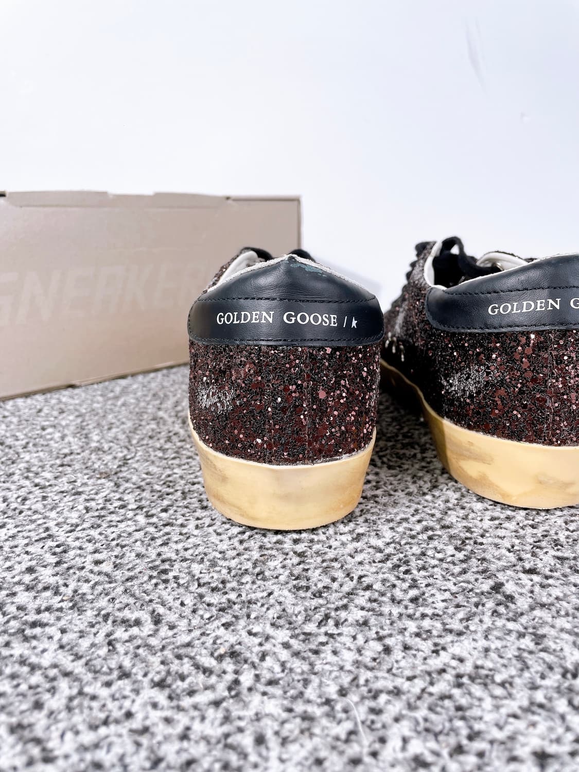 (정품/새상품) 골든구스 여성 슈퍼스타 글리터 브라운 블랙 스니커즈 상품이미지4