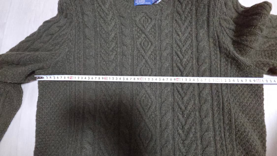 (착샷) 폴로 랄프로렌 케이블 니트 스웨터 올리브 상품이미지5