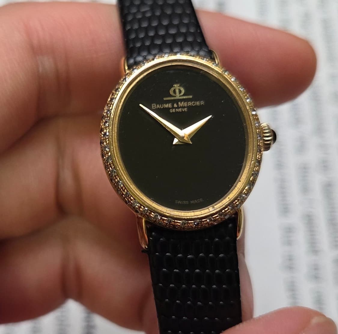 레어] 명품 보메메르시에 엘립스 18K올금통 블랙오닉스판 여성용 상품이미지4