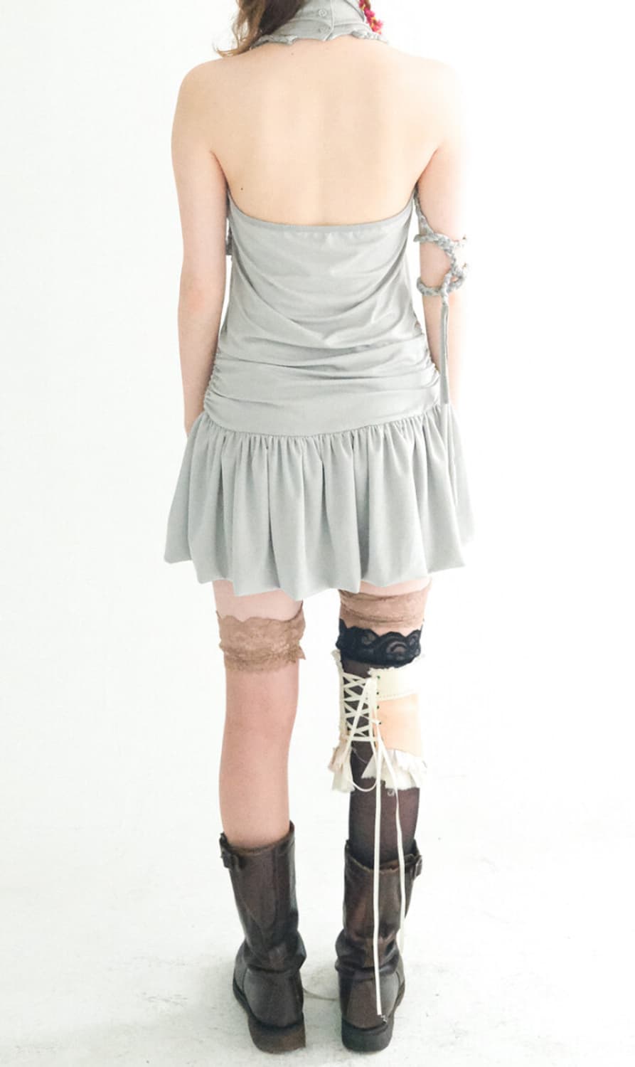 faerie halter neck jersey shirring dress 상품이미지2