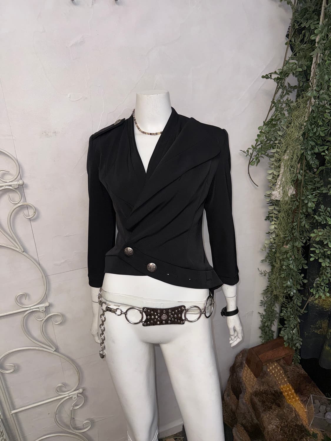 Black unbalance wrap button jacket  상품이미지5