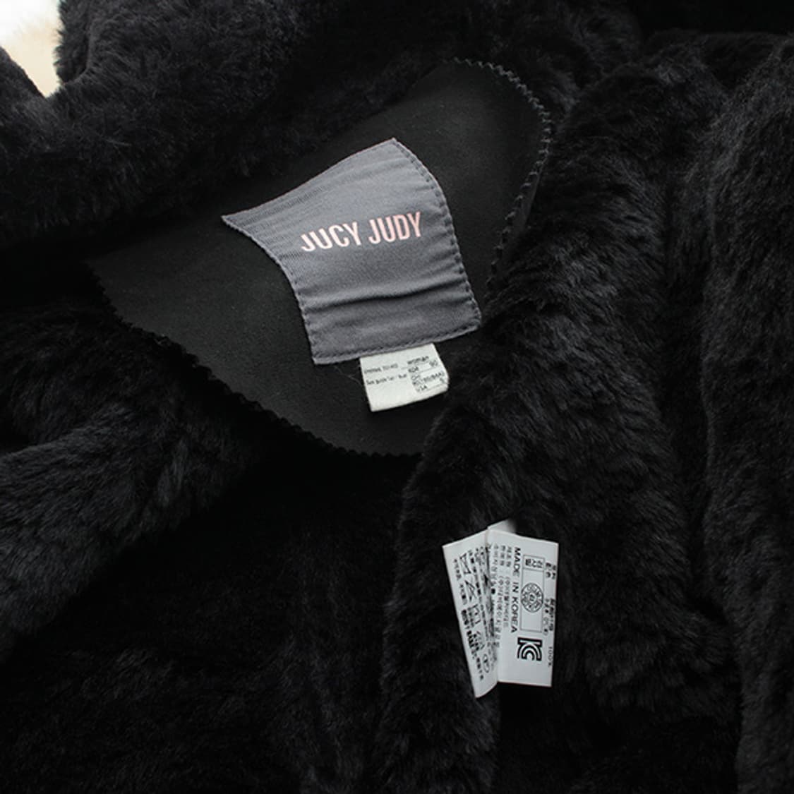 주시주디 블랙 무스탕 스타일 페이크 퍼 자켓 44, 55 상품이미지3