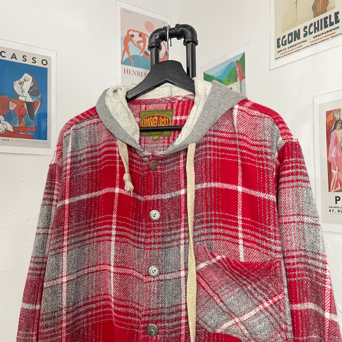 오버사이즈 체크 후드 자켓 상품이미지4