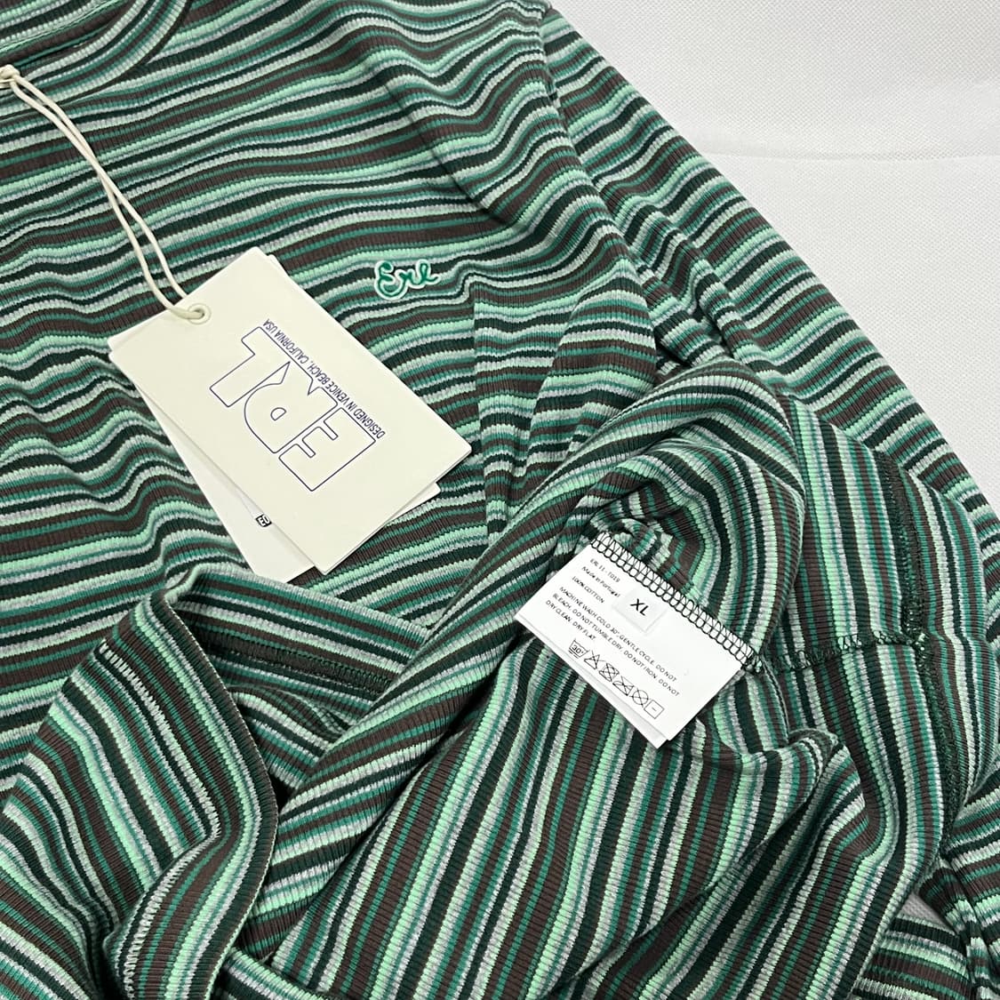 [M,L,XL]이알엘 ERL 25fw 스트라이프 롱 슬리브리스 탑/그린 상품이미지2