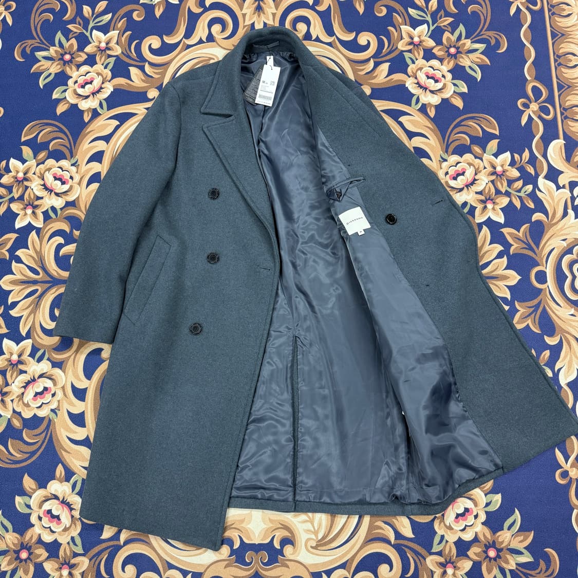 (M)지오디노 GIORDANO 오버핏 더블코트(차콜,새상품 상품이미지3