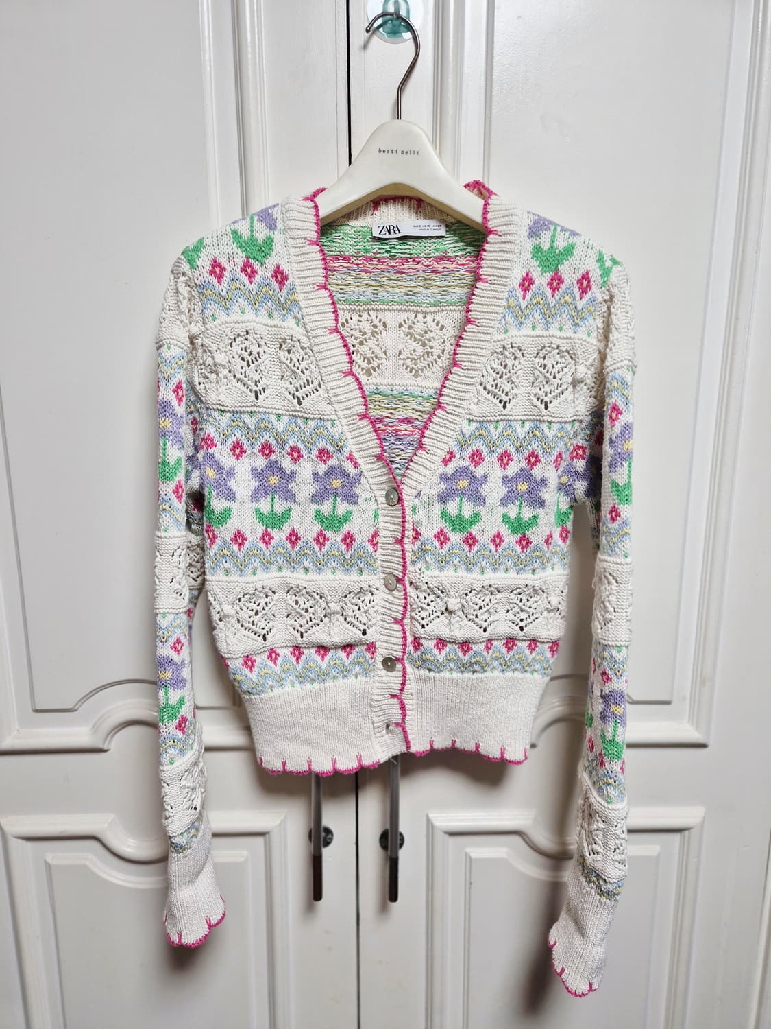 ZARA 플라워 패턴 니트 가디건 상품이미지1