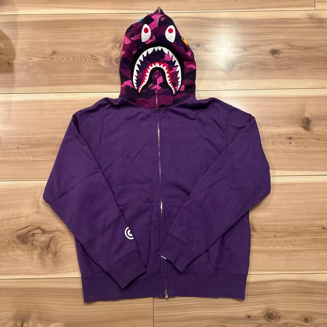 베이프 컬러 카모 샤크 풀 집 후드 퍼플 상품이미지1