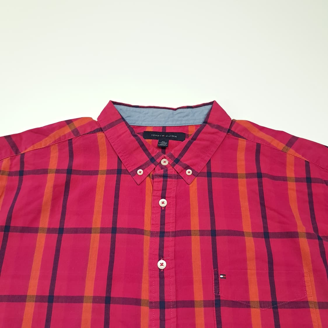 CK107 2XL 타미힐피거 타탄체크 버튼다운 핫핑크 셔츠 남방 상품이미지2