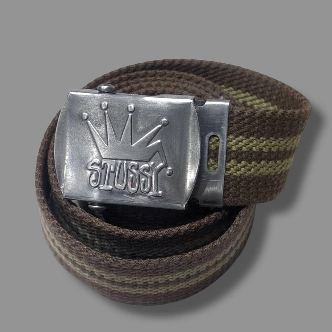 90s 올드 스투시 크라운 웹 벨트 브라운 상품이미지2